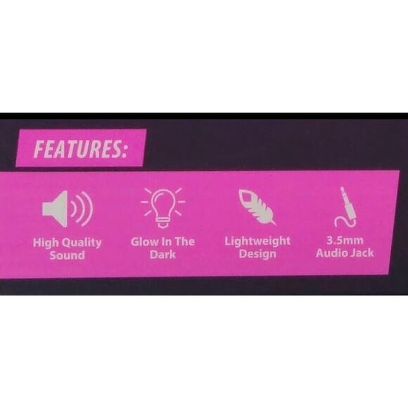 Bass Jaxx 💖Glow In‎ the Dark Lightweight Headphones ~Wired ~PINK ~NEW - Picture 7 of 10